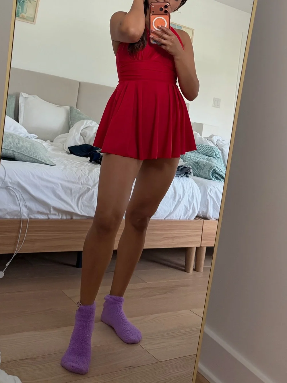 Red Strappy V-Neck Women’s Dress